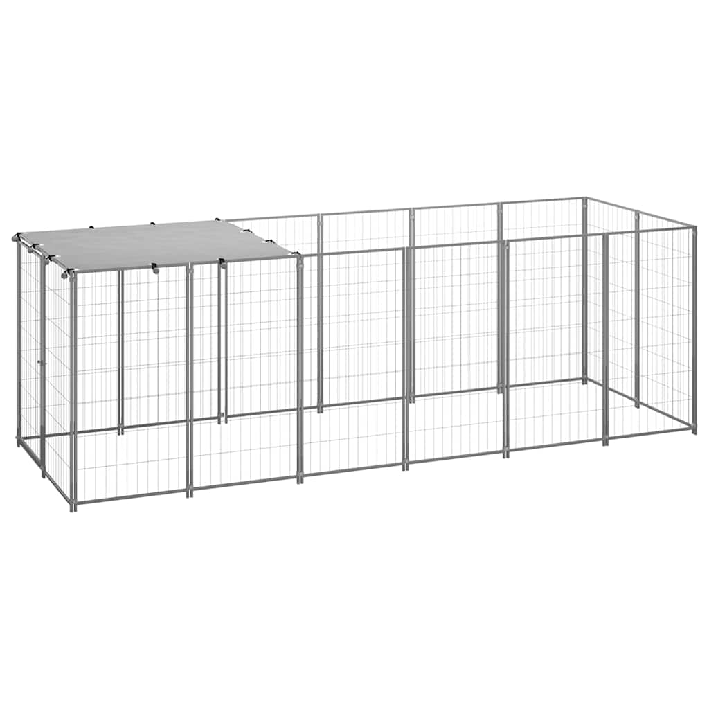 Hondenkennel 330x110x110 cm staal zilverkleurig is nu te koop bij PeponiXL, paradijselijk wonen!