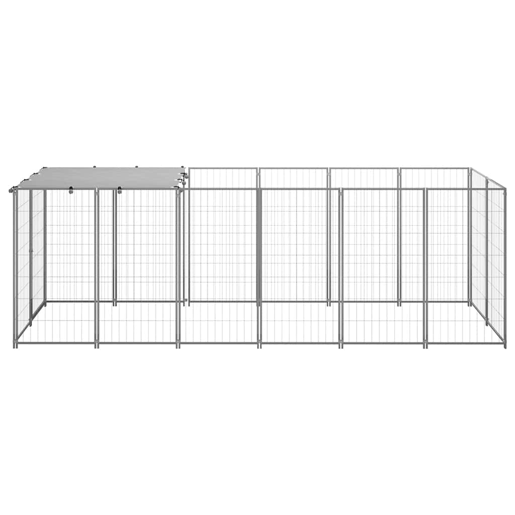 Hondenkennel 330x110x110 cm staal zilverkleurig is nu te koop bij PeponiXL, paradijselijk wonen!