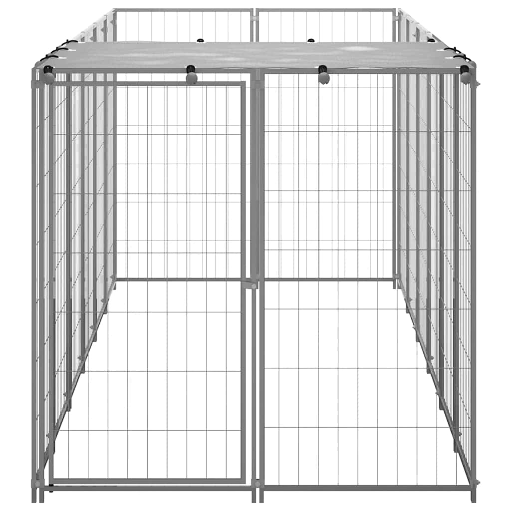 Hondenkennel 330x110x110 cm staal zilverkleurig is nu te koop bij PeponiXL, paradijselijk wonen!