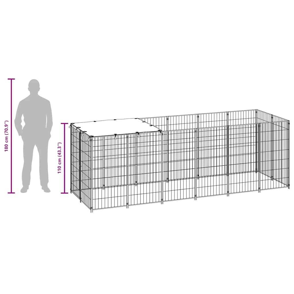 Hondenkennel 330x110x110 cm staal zilverkleurig is nu te koop bij PeponiXL, paradijselijk wonen!