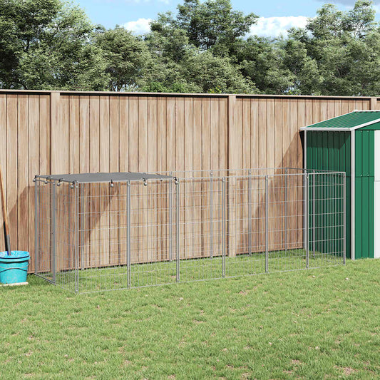 Hondenkennel 330x110x110 cm staal zilverkleurig is nu te koop bij PeponiXL, paradijselijk wonen!
