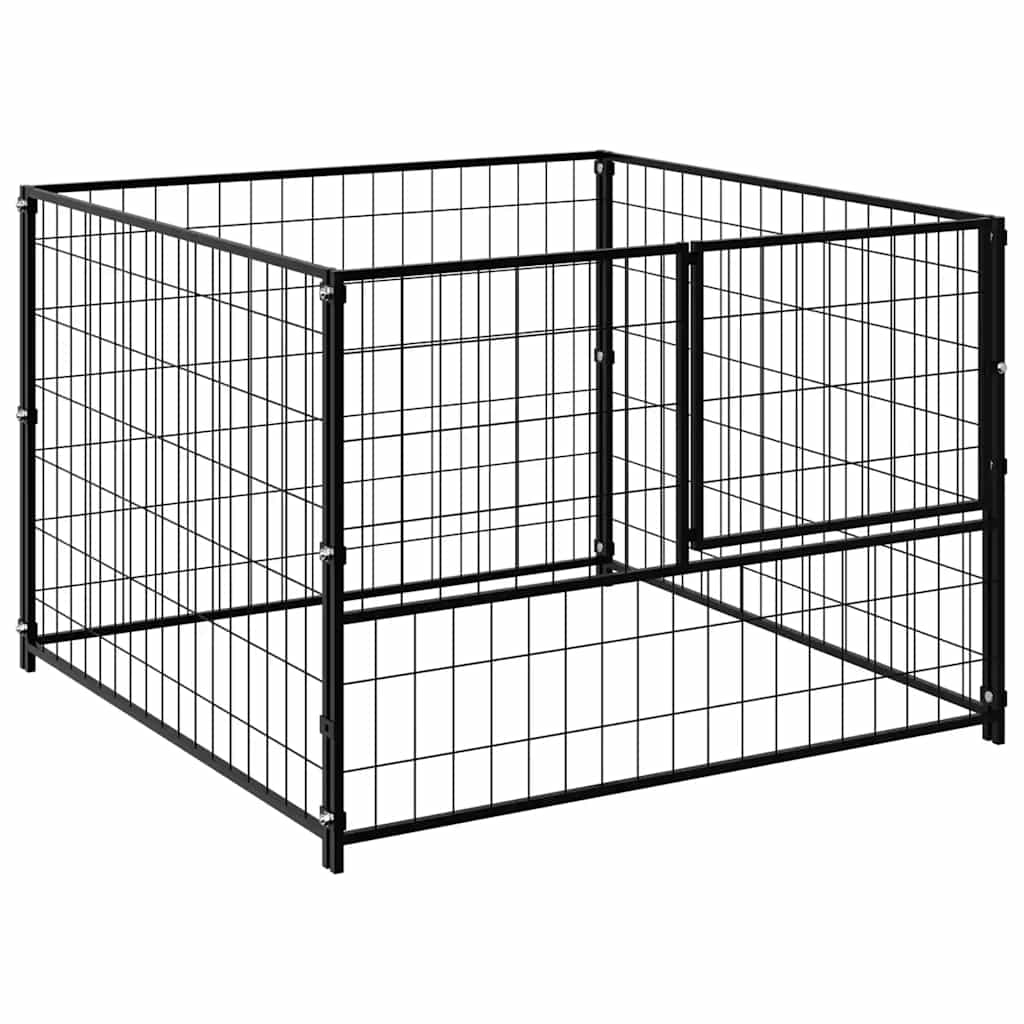 Hondenkennel 100x100x70 cm staal zwart is nu te koop bij PeponiXL, paradijselijk wonen!