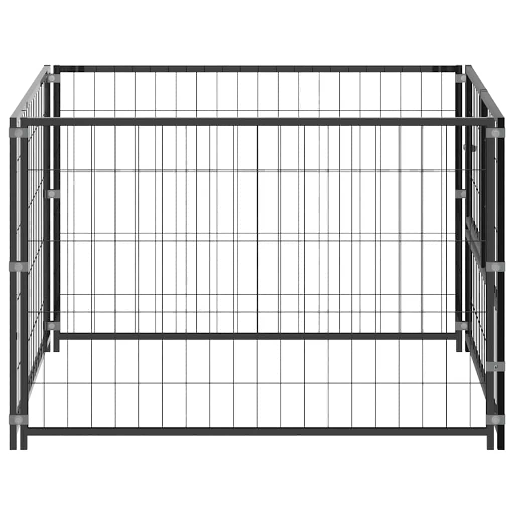 Hondenkennel 100x100x70 cm staal zwart is nu te koop bij PeponiXL, paradijselijk wonen!