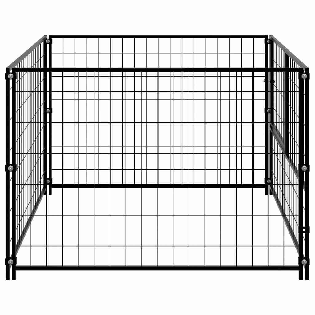 Hondenkennel 100x100x70 cm staal zwart is nu te koop bij PeponiXL, paradijselijk wonen!