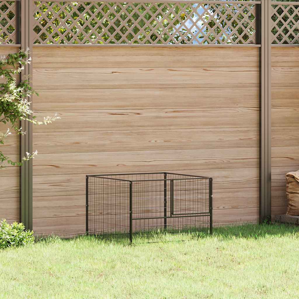 Hondenkennel 100x100x70 cm staal zwart is nu te koop bij PeponiXL, paradijselijk wonen!