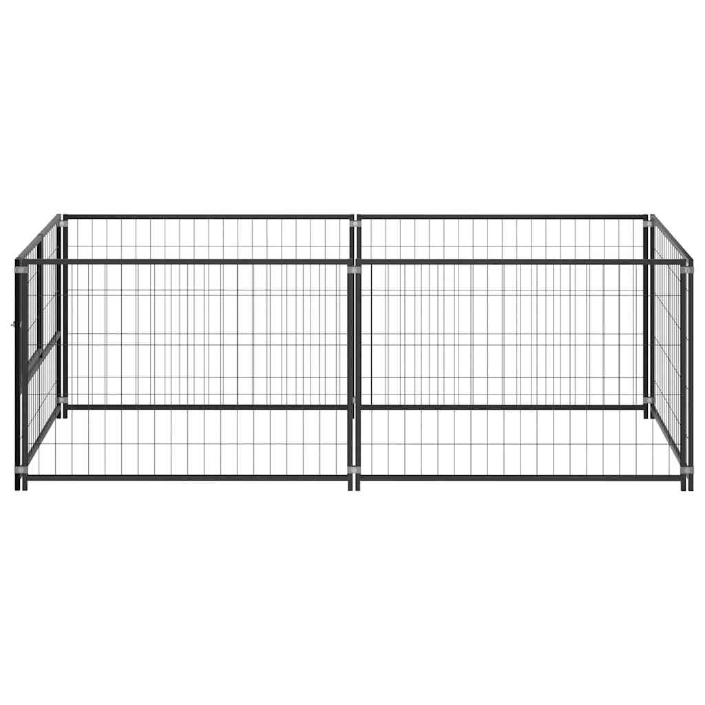 Hondenkennel 200x100x70 cm staal zwart is nu te koop bij PeponiXL, paradijselijk wonen!