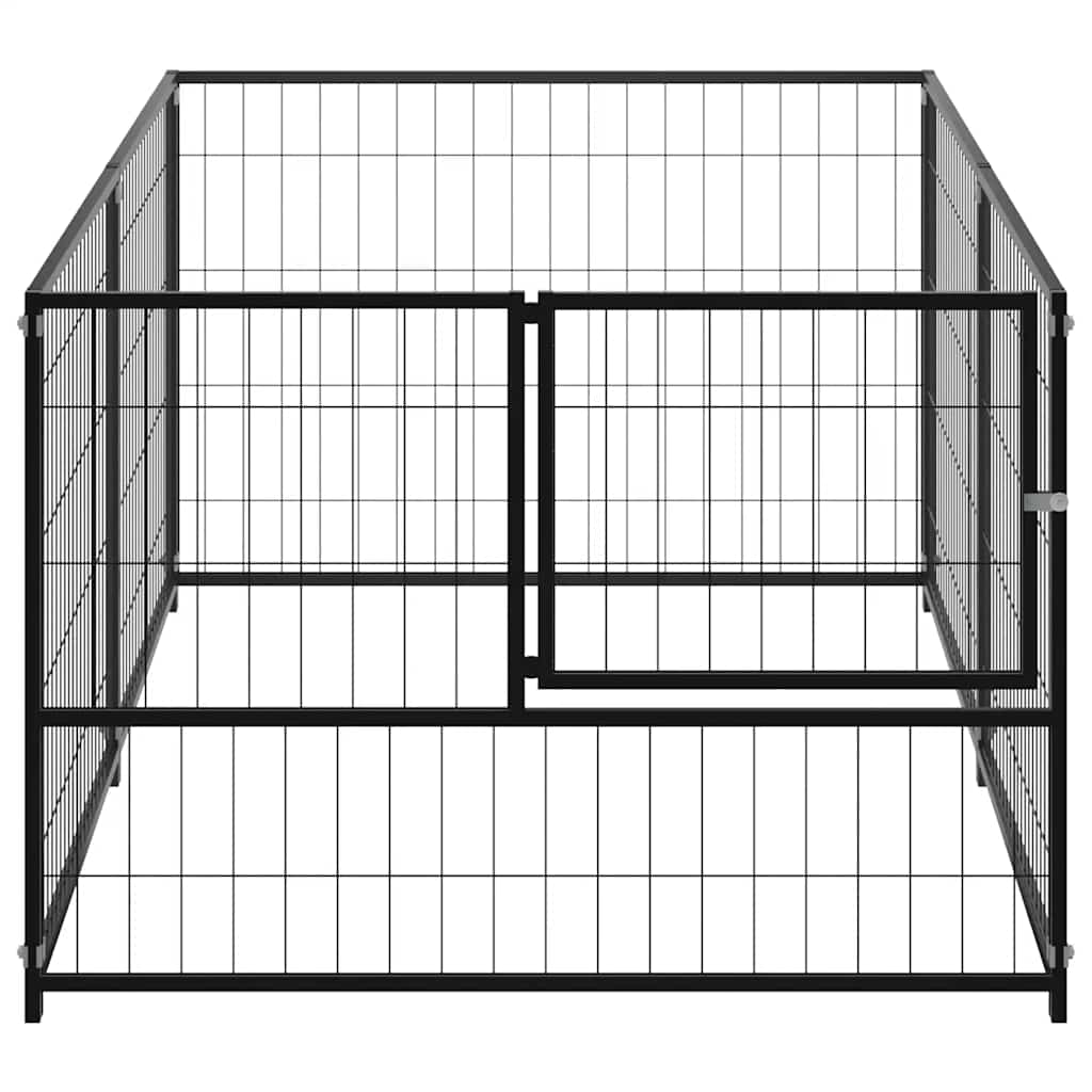 Hondenkennel 200x100x70 cm staal zwart is nu te koop bij PeponiXL, paradijselijk wonen!