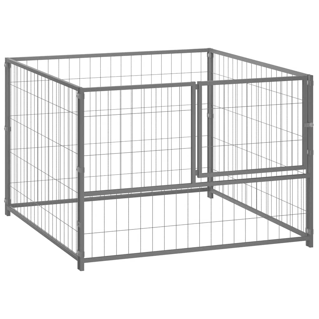 Hondenkennel 100x100x70 cm staal zilverkleurig is nu te koop bij PeponiXL, paradijselijk wonen!