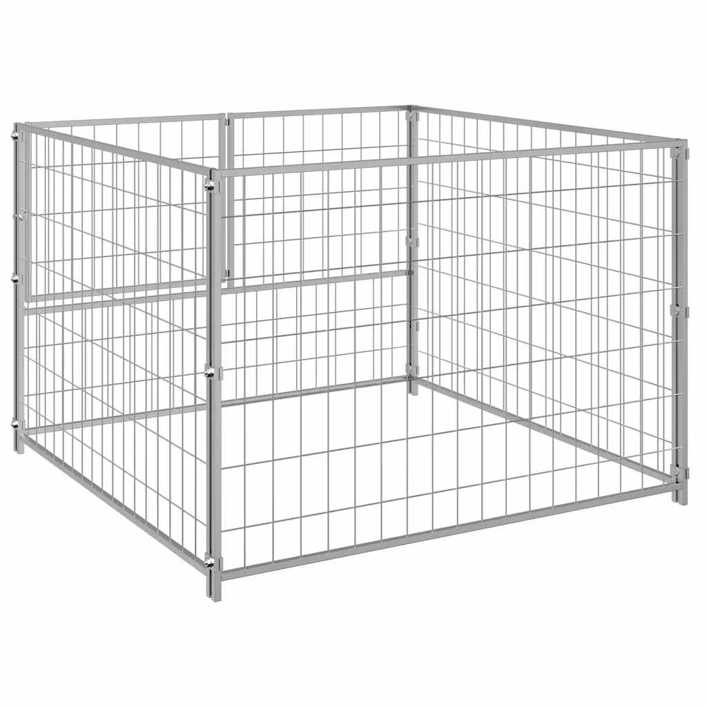 Hondenkennel 100x100x70 cm staal zilverkleurig is nu te koop bij PeponiXL, paradijselijk wonen!