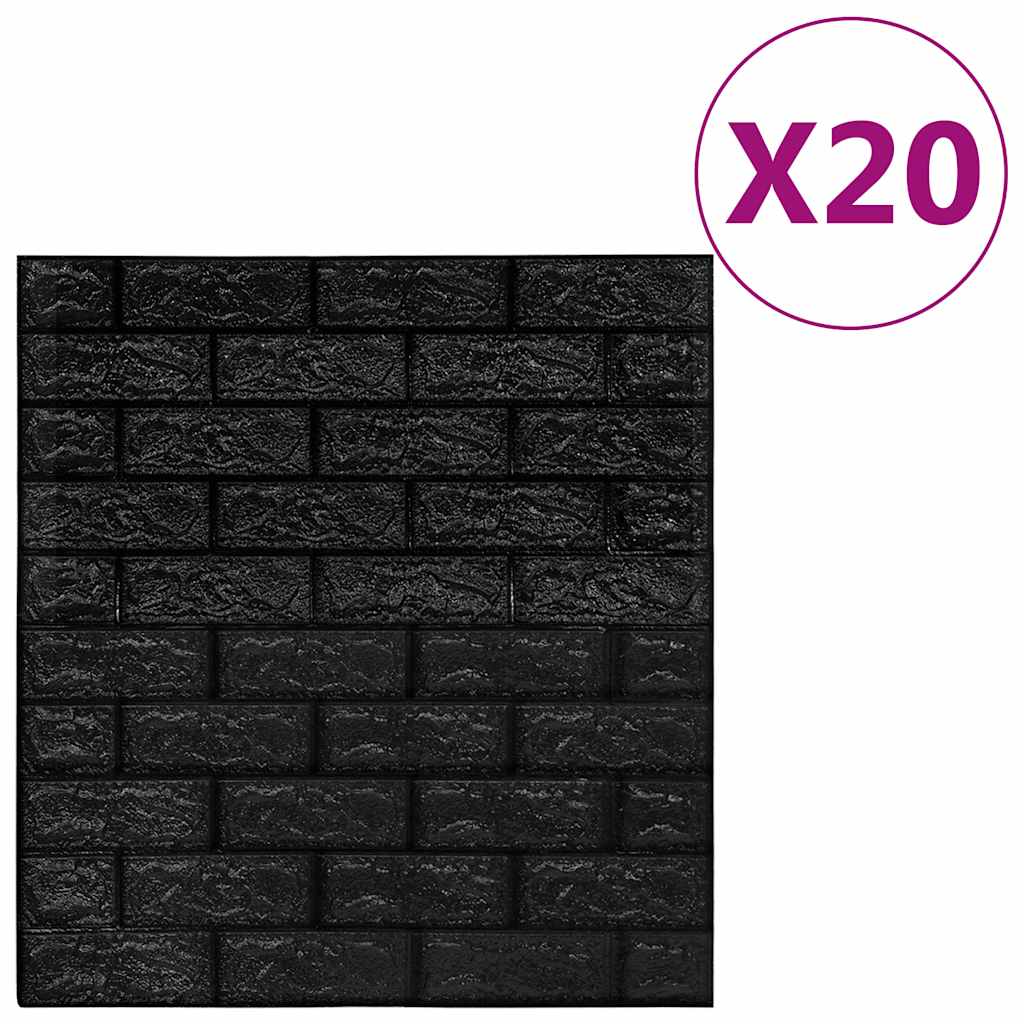3D-behang zelfklevend 20 st bakstenen zwart is nu te koop bij PeponiXL, paradijselijk wonen!