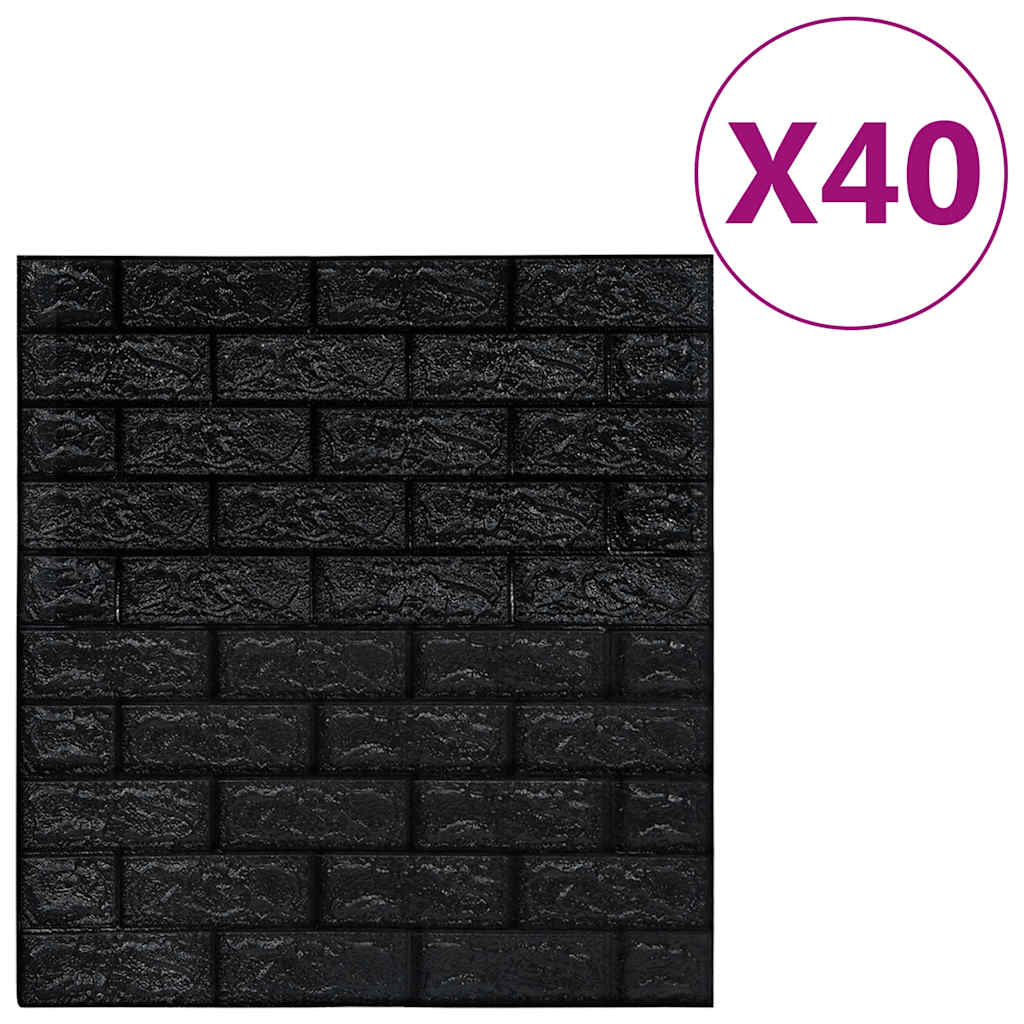 3D-behang zelfklevend 40 st bakstenen zwart is nu te koop bij PeponiXL, paradijselijk wonen!