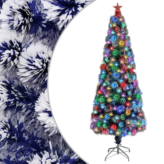 Kunstkerstboom met verlichting 210 cm glasvezel wit en blauw is nu te koop bij PeponiXL, paradijselijk wonen!