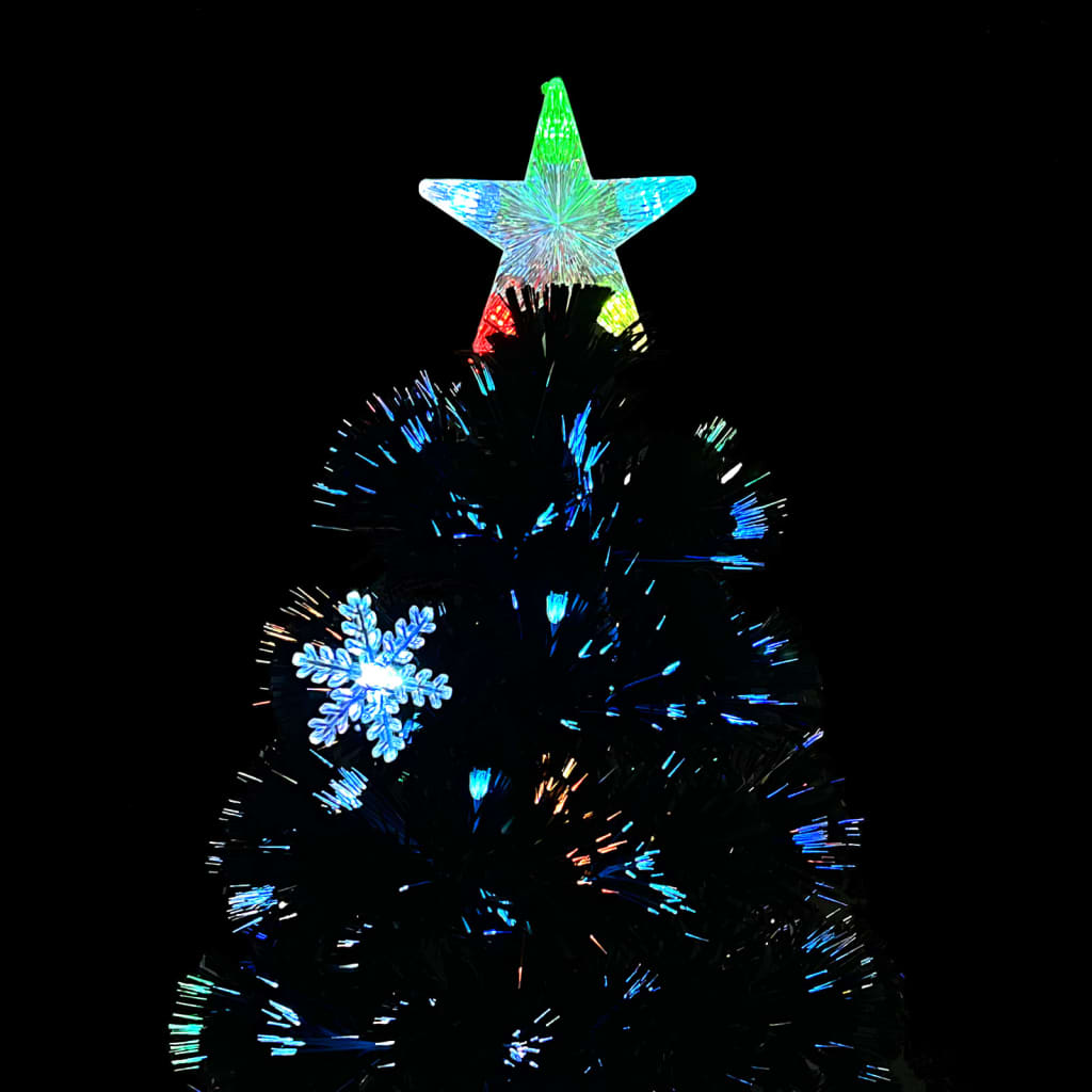 Kerstboom met LED-sneeuwvlokken 120 cm glasvezel zwart is nu te koop bij PeponiXL, paradijselijk wonen!