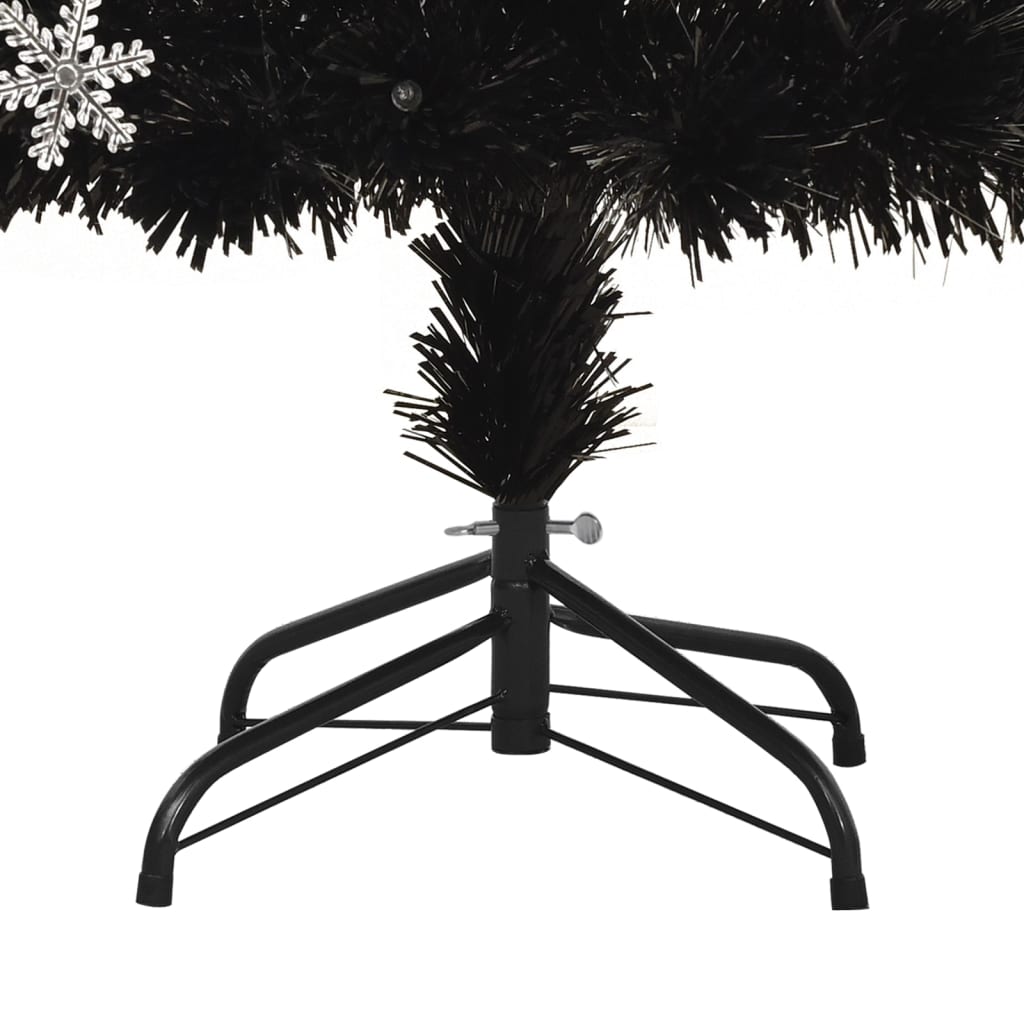 Kerstboom met LED-sneeuwvlokken 120 cm glasvezel zwart is nu te koop bij PeponiXL, paradijselijk wonen!