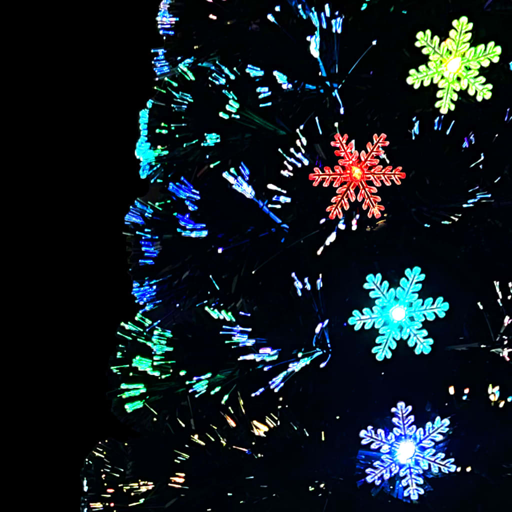 Kerstboom met LED-sneeuwvlokken 150 cm glasvezel zwart is nu te koop bij PeponiXL, paradijselijk wonen!