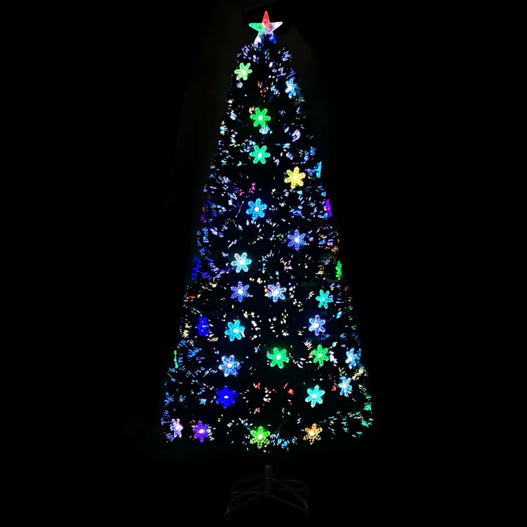 Kerstboom met LED-sneeuwvlokken 180 cm glasvezel zwart is nu te koop bij PeponiXL, paradijselijk wonen!