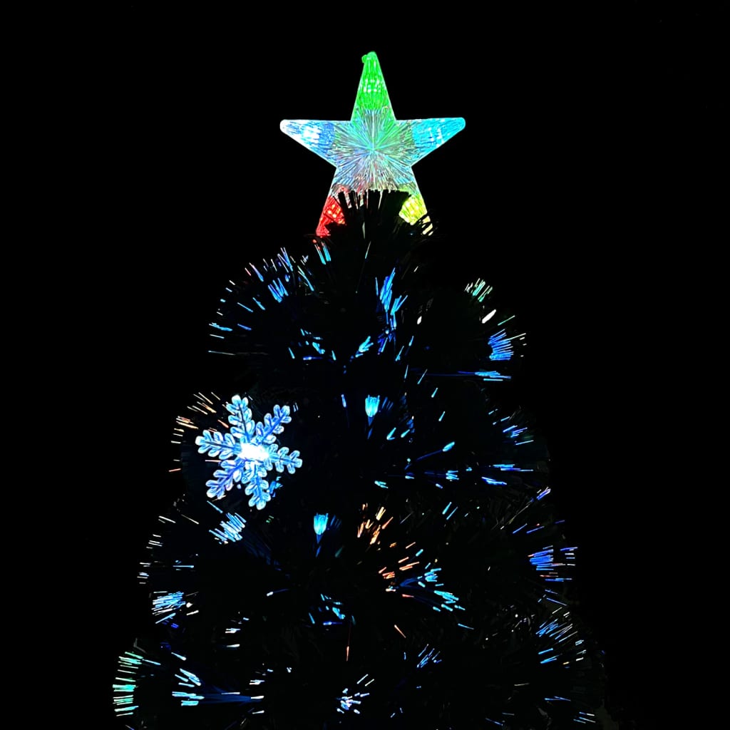 Kerstboom met LED-sneeuwvlokken 180 cm glasvezel zwart is nu te koop bij PeponiXL, paradijselijk wonen!