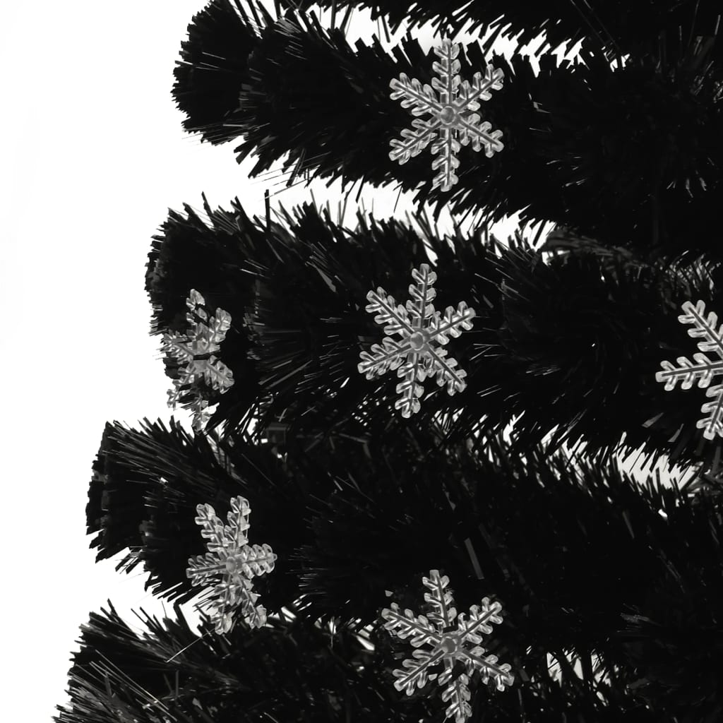 Kerstboom met LED-sneeuwvlokken 180 cm glasvezel zwart is nu te koop bij PeponiXL, paradijselijk wonen!