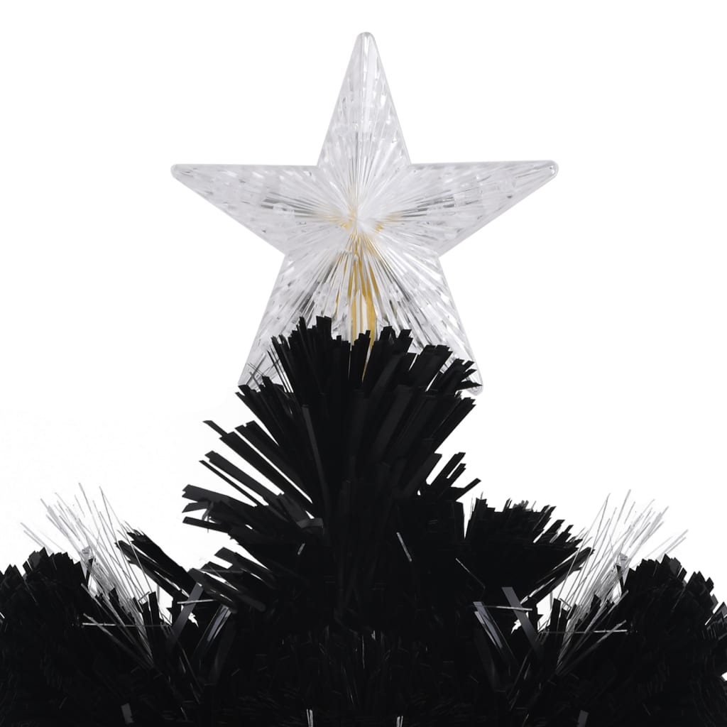 Kerstboom met LED-sneeuwvlokken 180 cm glasvezel zwart is nu te koop bij PeponiXL, paradijselijk wonen!