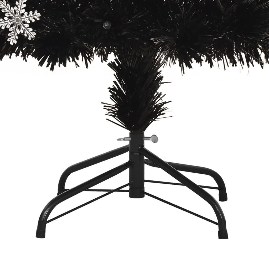 Kerstboom met LED-sneeuwvlokken 180 cm glasvezel zwart is nu te koop bij PeponiXL, paradijselijk wonen!