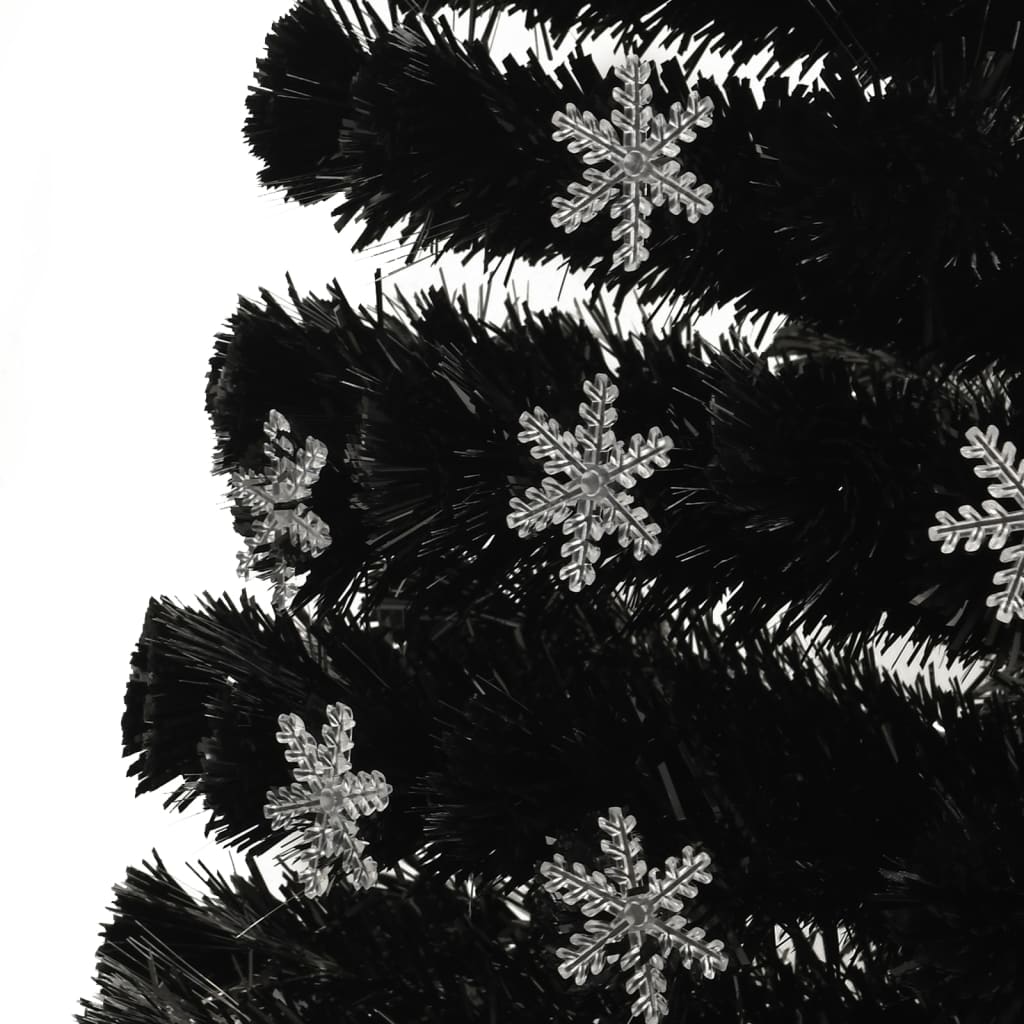 Kerstboom met LED-sneeuwvlokken 210 cm glasvezel zwart is nu te koop bij PeponiXL, paradijselijk wonen!