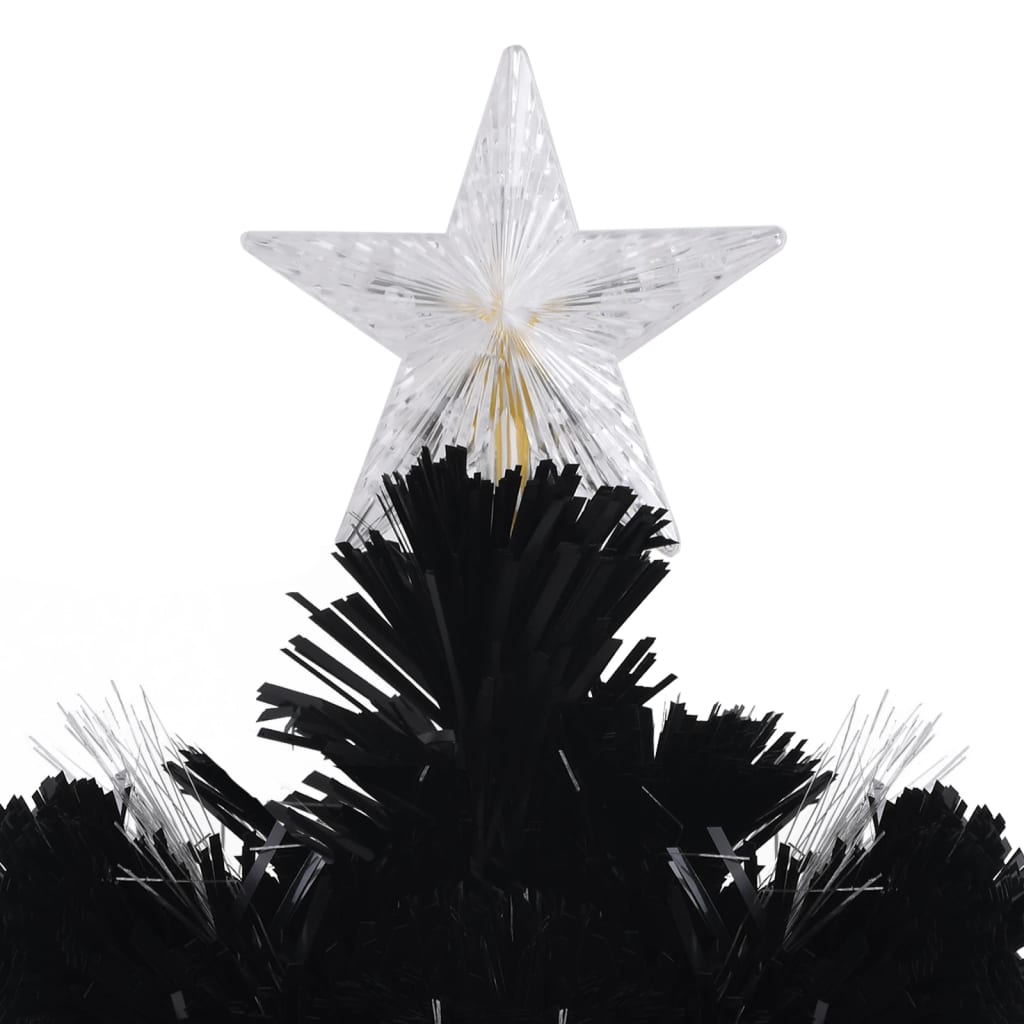 Kerstboom met LED-sneeuwvlokken 210 cm glasvezel zwart is nu te koop bij PeponiXL, paradijselijk wonen!