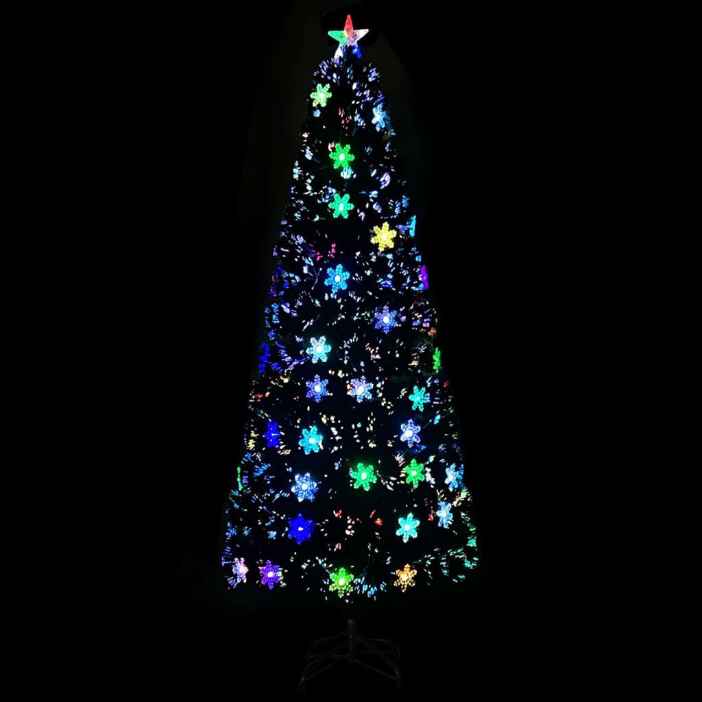 Kerstboom met LED-sneeuwvlokken 240 cm glasvezel zwart is nu te koop bij PeponiXL, paradijselijk wonen!