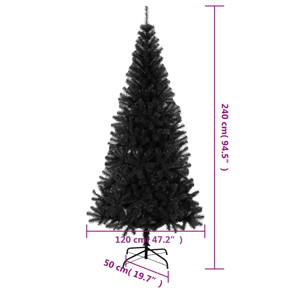 Kunstkerstboom met standaard 240 cm PVC zwart is nu te koop bij PeponiXL, paradijselijk wonen!