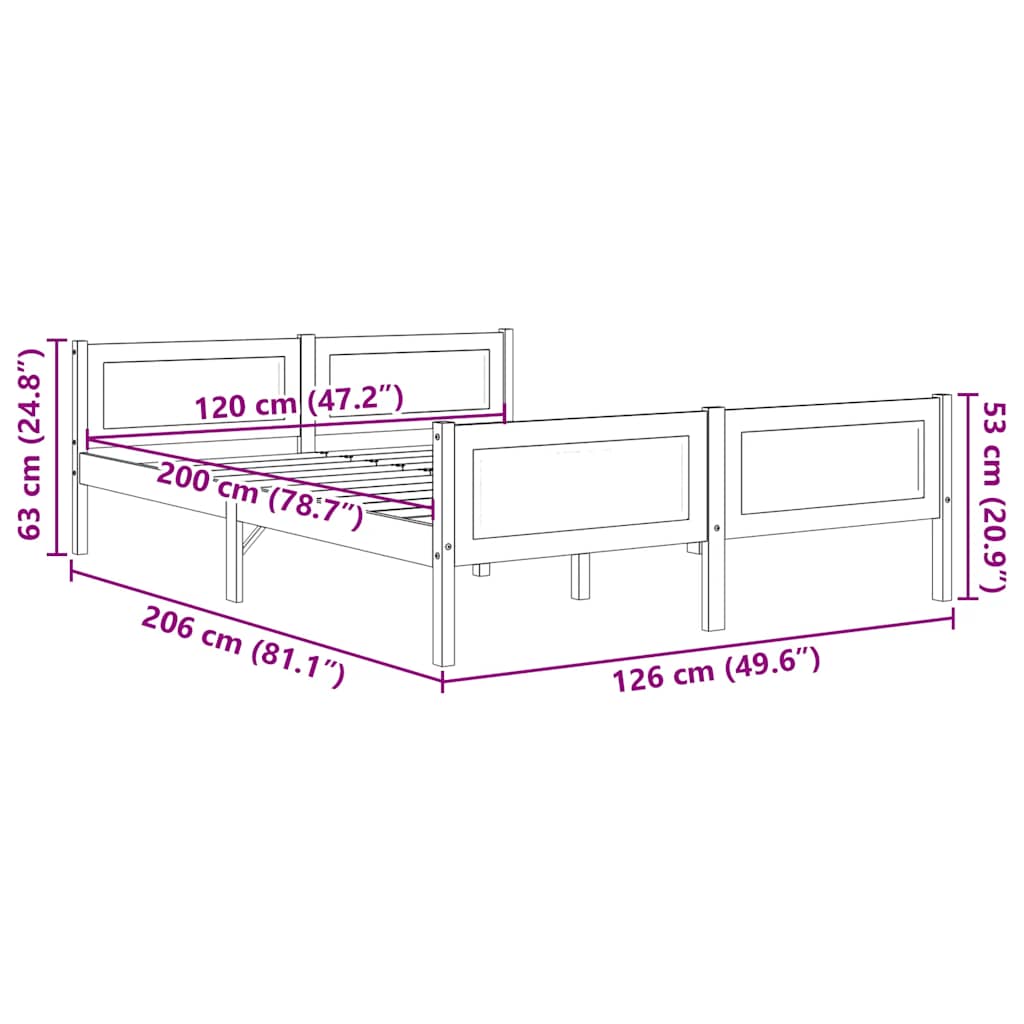 Bedframe massief grenenhout 120x200 cm is nu te koop bij PeponiXL, paradijselijk wonen!