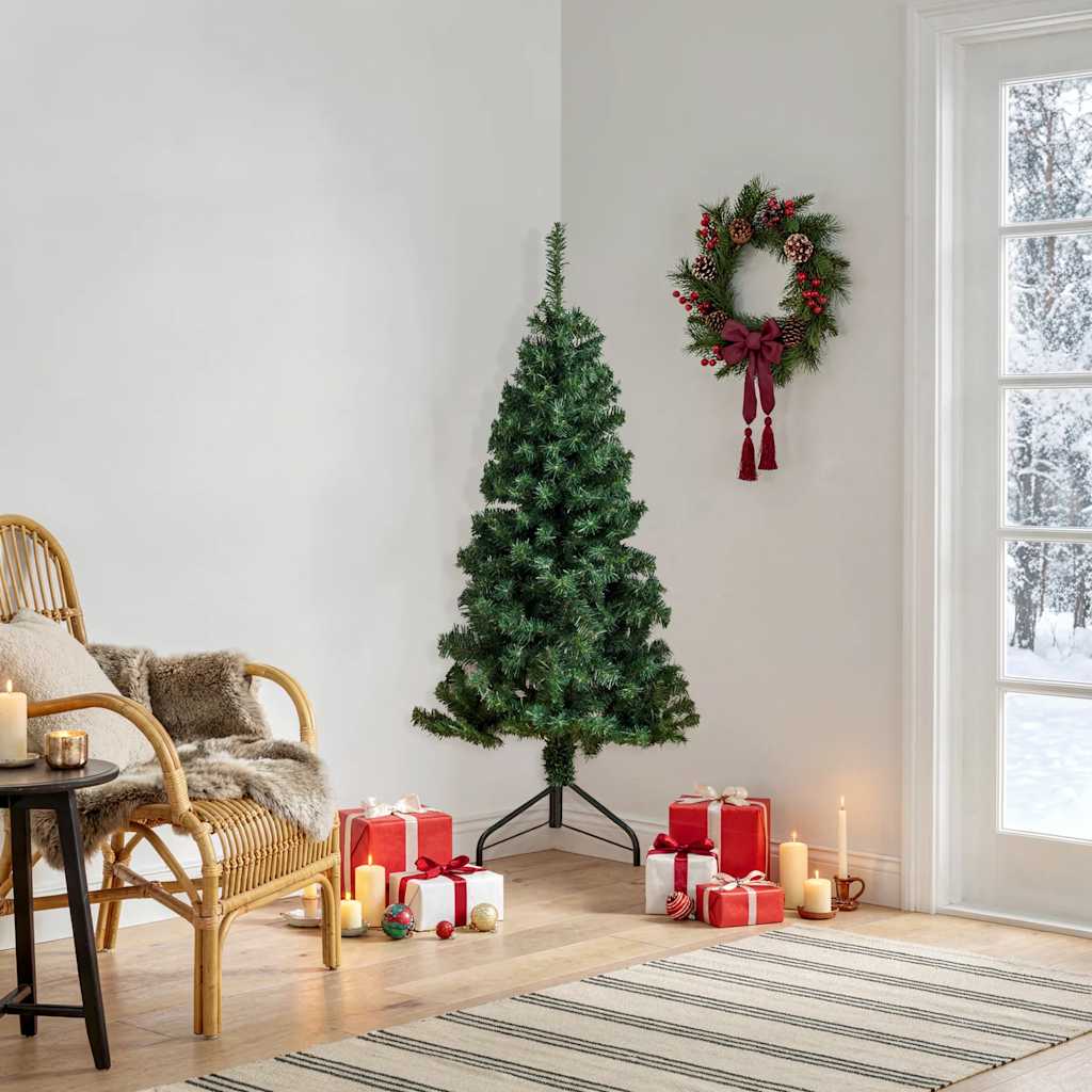 Kunstkerstboom hoek 120 cm PVC groen is nu te koop bij PeponiXL, paradijselijk wonen!