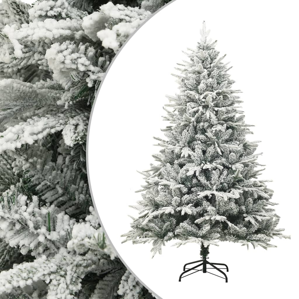 Kunstkerstboom met sneeuwvlokken 150 cm PVC en PE groen is nu te koop bij PeponiXL, paradijselijk wonen!
