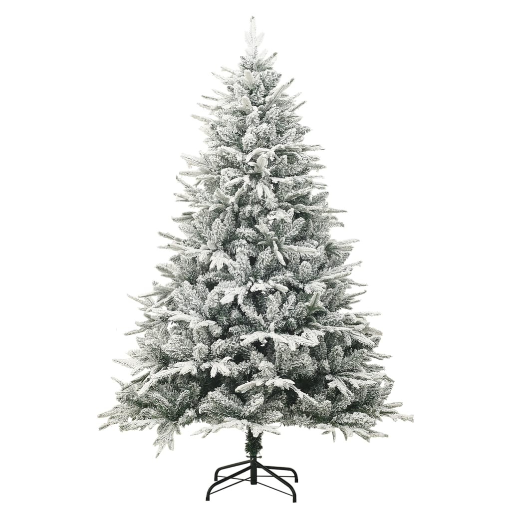 Kunstkerstboom met sneeuwvlokken 150 cm PVC en PE groen is nu te koop bij PeponiXL, paradijselijk wonen!