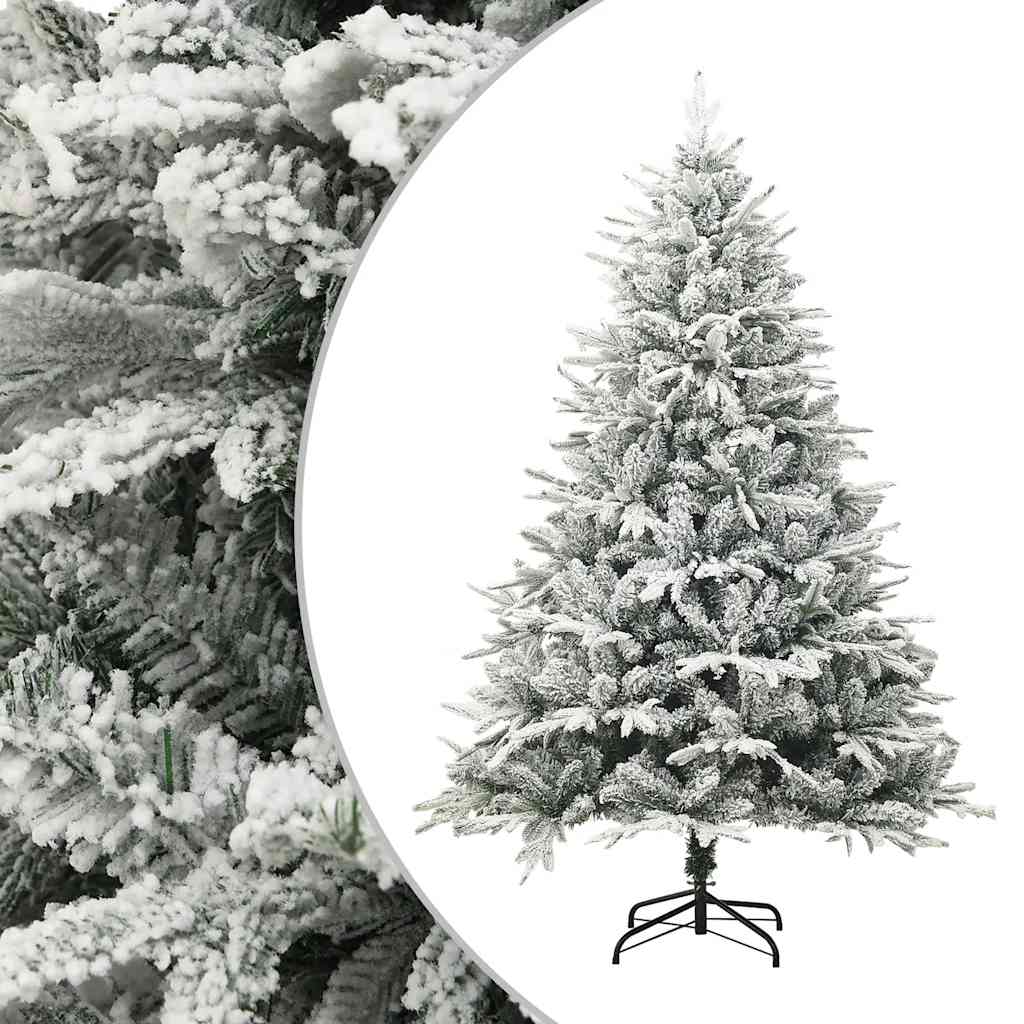 Kunstkerstboom met sneeuwvlokken 180 cm PVC en PE groen is nu te koop bij PeponiXL, paradijselijk wonen!