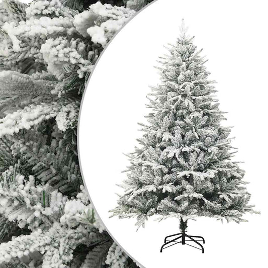 Kunstkerstboom met sneeuwvlokken 180 cm PVC en PE groen is nu te koop bij PeponiXL, paradijselijk wonen!