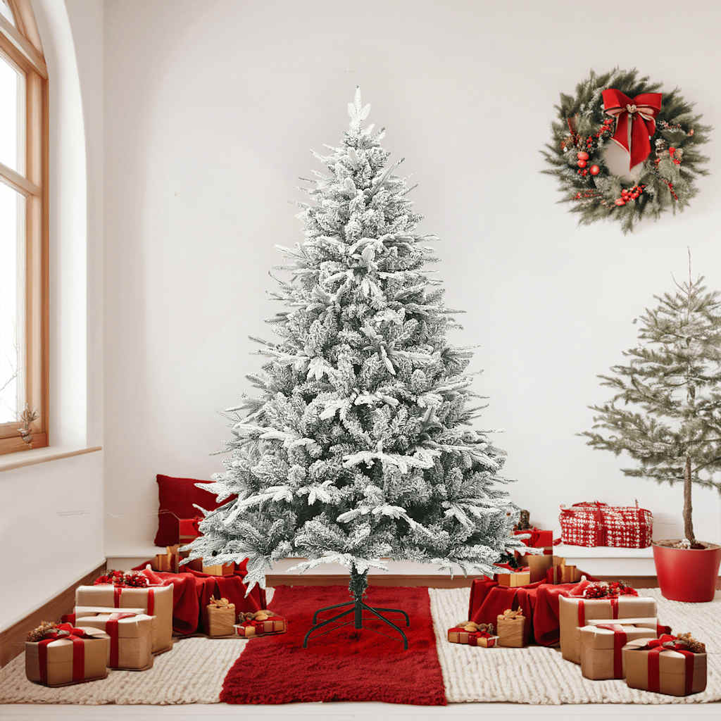 Kunstkerstboom met sneeuwvlokken 180 cm PVC en PE groen is nu te koop bij PeponiXL, paradijselijk wonen!