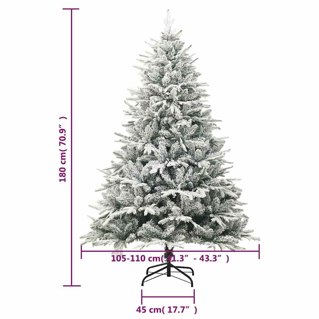 Kunstkerstboom met sneeuwvlokken 180 cm PVC en PE groen is nu te koop bij PeponiXL, paradijselijk wonen!