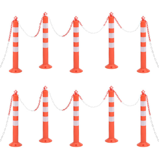 Verkeerspalen met ketting 10 st 75 cm PE is nu te koop bij PeponiXL, paradijselijk wonen!