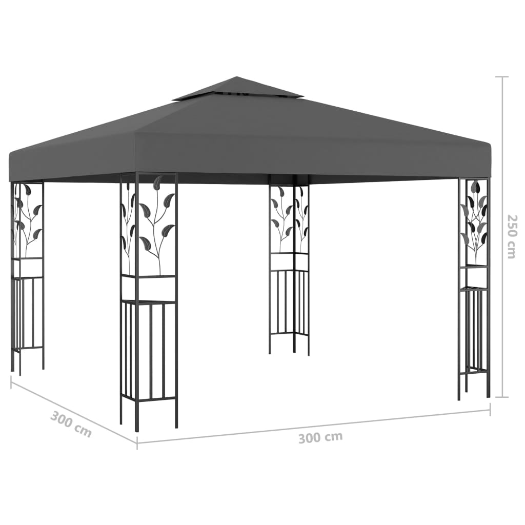 Prieel met LED-lichtslinger 3x3 m antracietkleurig is nu te koop bij PeponiXL, paradijselijk wonen!