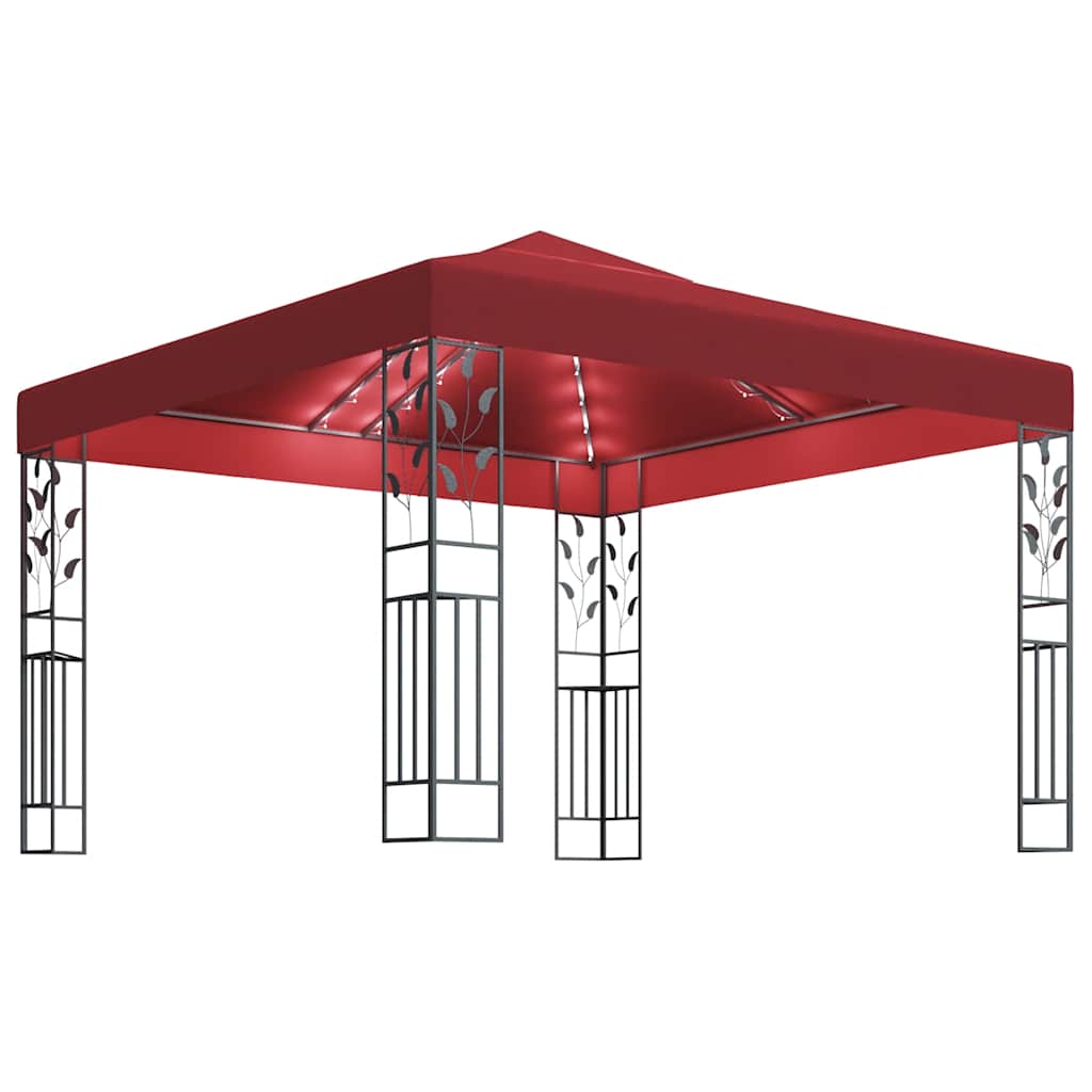 Prieel met LED-lichtslinger 3x3 m wijnrood is nu te koop bij PeponiXL, paradijselijk wonen!