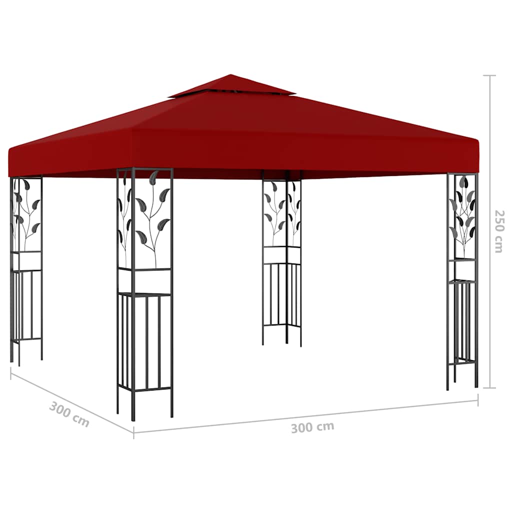 Prieel met LED-lichtslinger 3x3 m wijnrood is nu te koop bij PeponiXL, paradijselijk wonen!