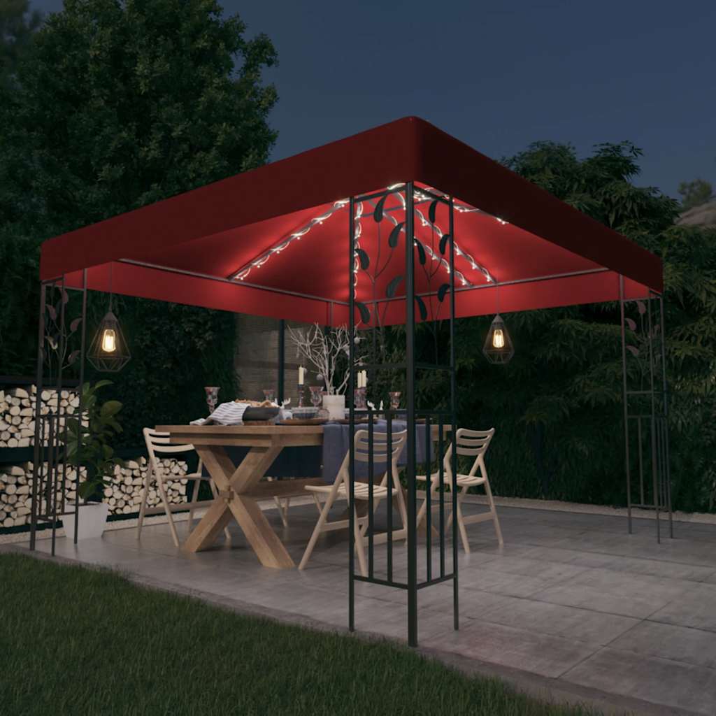 Prieel met LED-lichtslinger 3x3 m wijnrood is nu te koop bij PeponiXL, paradijselijk wonen!