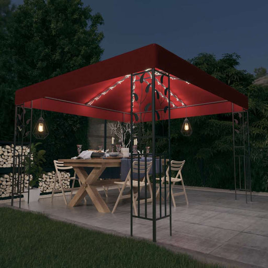 Prieel met LED-lichtslinger 3x3 m wijnrood is nu te koop bij PeponiXL, paradijselijk wonen!
