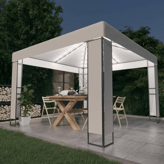 Prieel met dubbel dak en LED-lichtslinger 3x3 m wit is nu te koop bij PeponiXL, paradijselijk wonen!