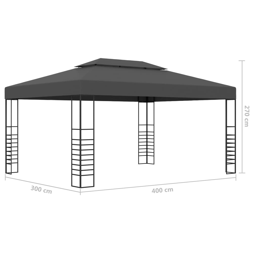 Prieel met LED-lichtslinger 3x4 m antracietkleurig is nu te koop bij PeponiXL, paradijselijk wonen!
