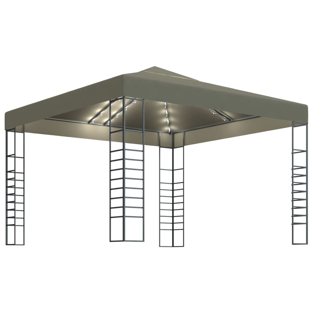 Tuinpaviljoen met LED-lichtslinger 3x3 m taupe is nu te koop bij PeponiXL, paradijselijk wonen!