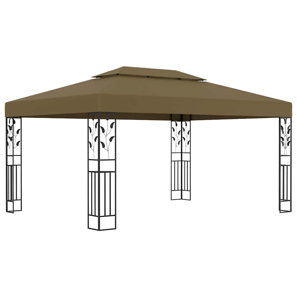 Prieel met dubbel dak en LED-lichtslinger 3x4 m taupe is nu te koop bij PeponiXL, paradijselijk wonen!