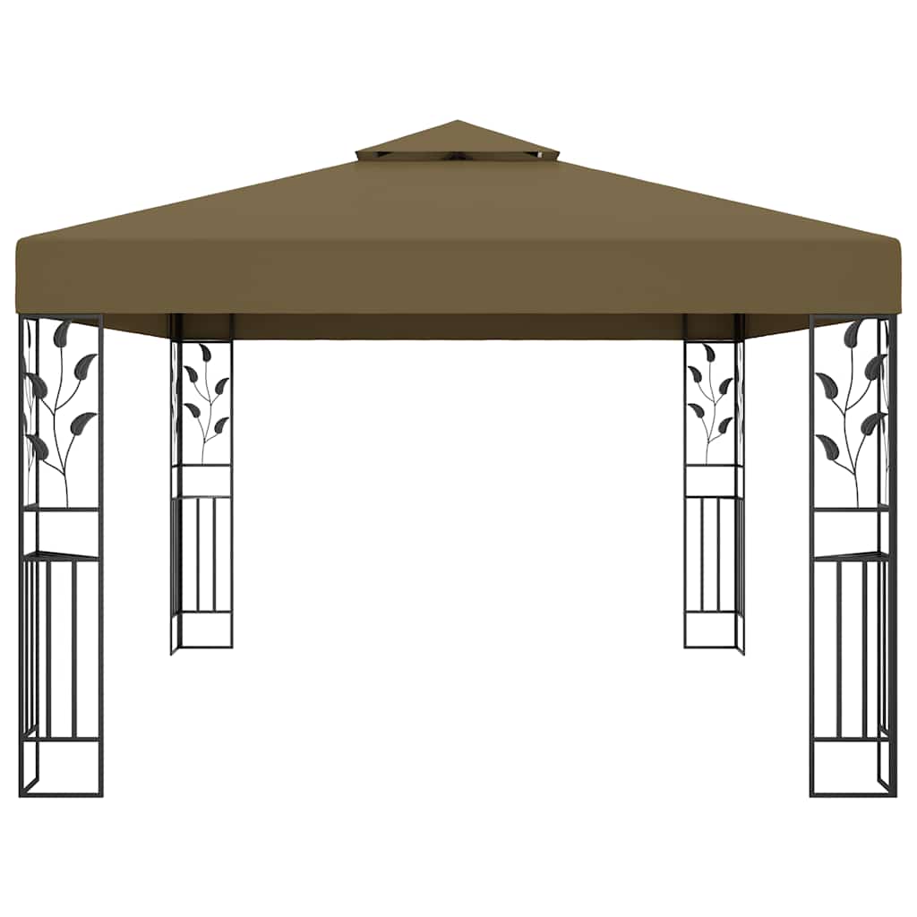 Prieel met dubbel dak en LED-lichtslinger 3x4 m taupe is nu te koop bij PeponiXL, paradijselijk wonen!