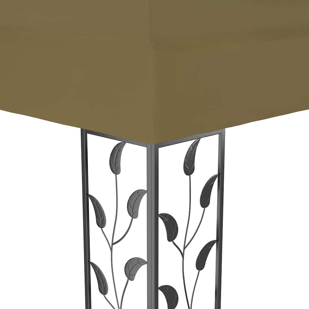Prieel met dubbel dak en LED-lichtslinger 3x4 m taupe is nu te koop bij PeponiXL, paradijselijk wonen!