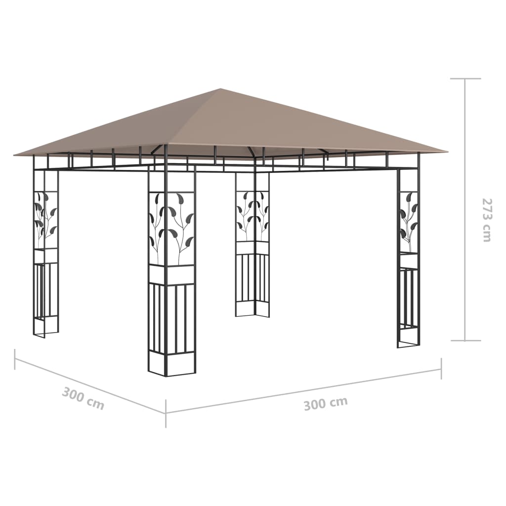 Prieel met klamboe en LED-lichtslinger 3x3x2,73 m taupe is nu te koop bij PeponiXL, paradijselijk wonen!