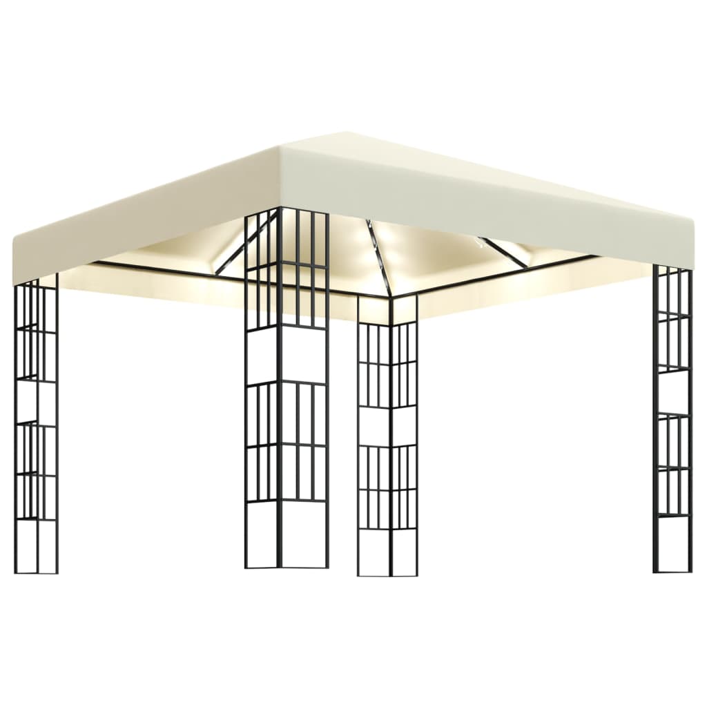 Prieel met LED-lichtslinger 3x3 m crèmekleurig is nu te koop bij PeponiXL, paradijselijk wonen!